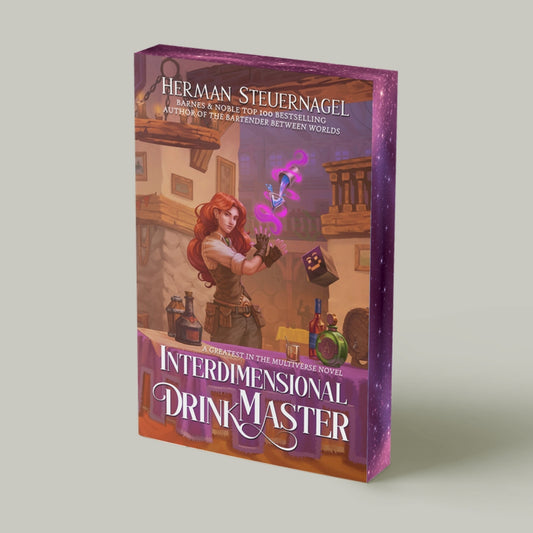 Interdimensional Drink Master sprayed edge paperback with patterned purple starry edges
